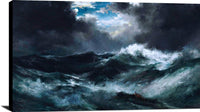 Moonlit Shipwreck At Sea Painting Thomas Moran Canvas Art Fine Art Print