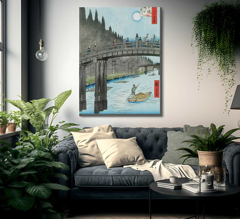 Moonlit View Of A River By Hiroshige Fine Art Print