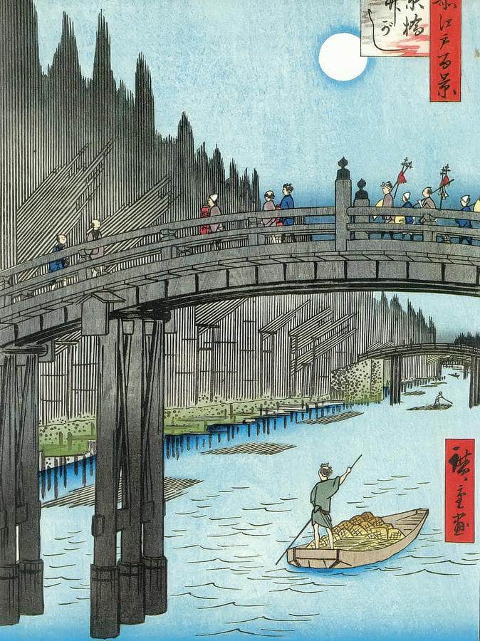 Moonlit View Of A River By Hiroshige Fine Art Print