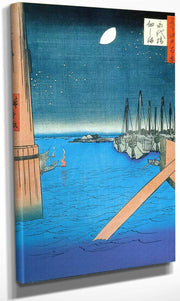 Moored Boats In The Evening By Hiroshige Fine Art Print
