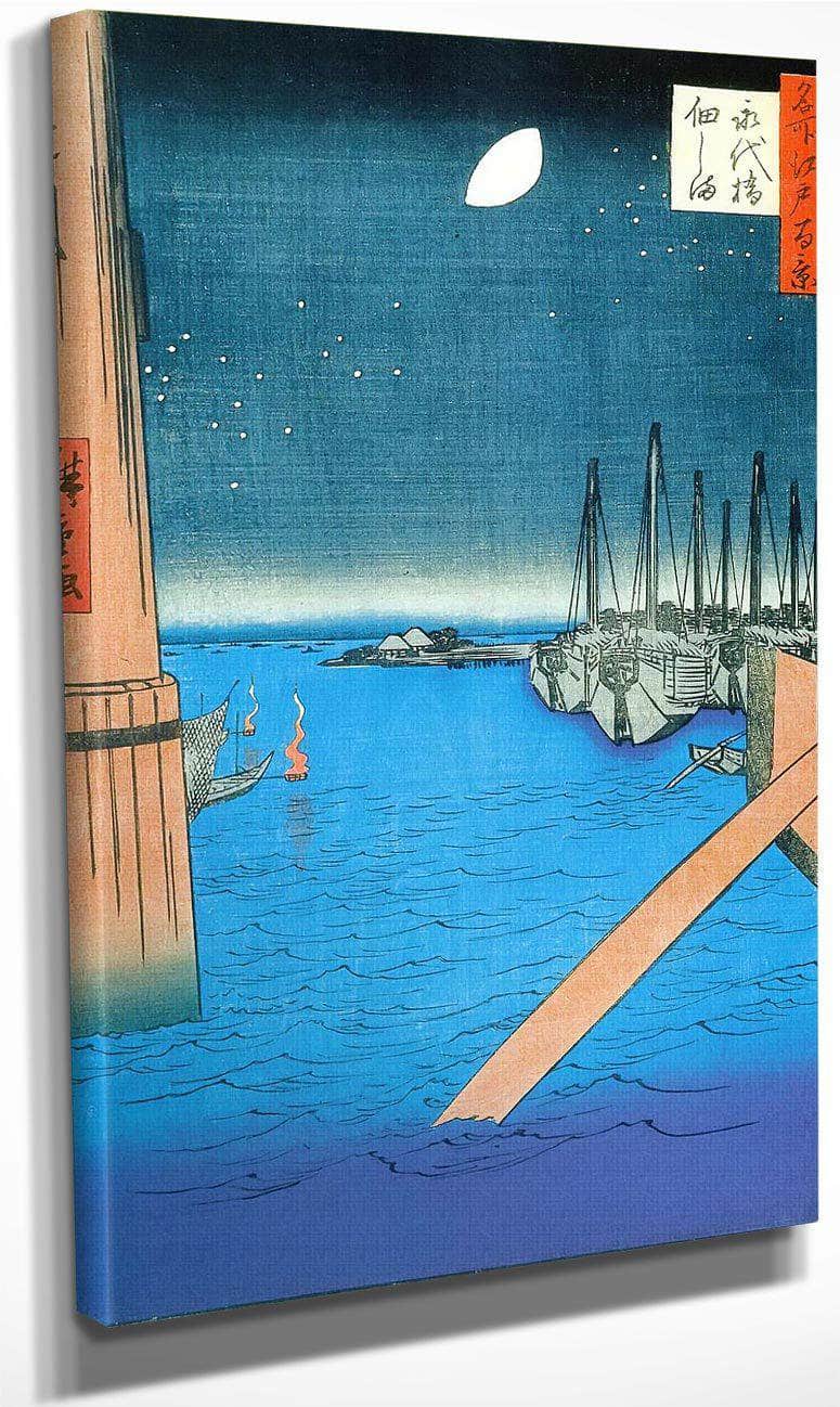 Moored Boats In The Evening By Hiroshige Fine Art Print