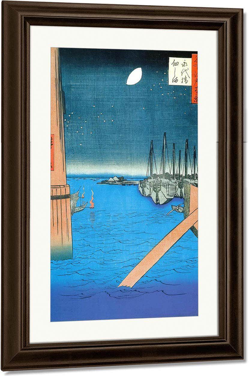 Moored Boats In The Evening By Hiroshige Fine Art Print