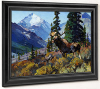 Moose On The Head Of Ram River By Carl Rungius Fine Art Print