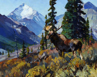 Moose On The Head Of Ram River By Carl Rungius Fine Art Print