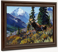 Moose On The Head Of Ram River By Carl Rungius Fine Art Print