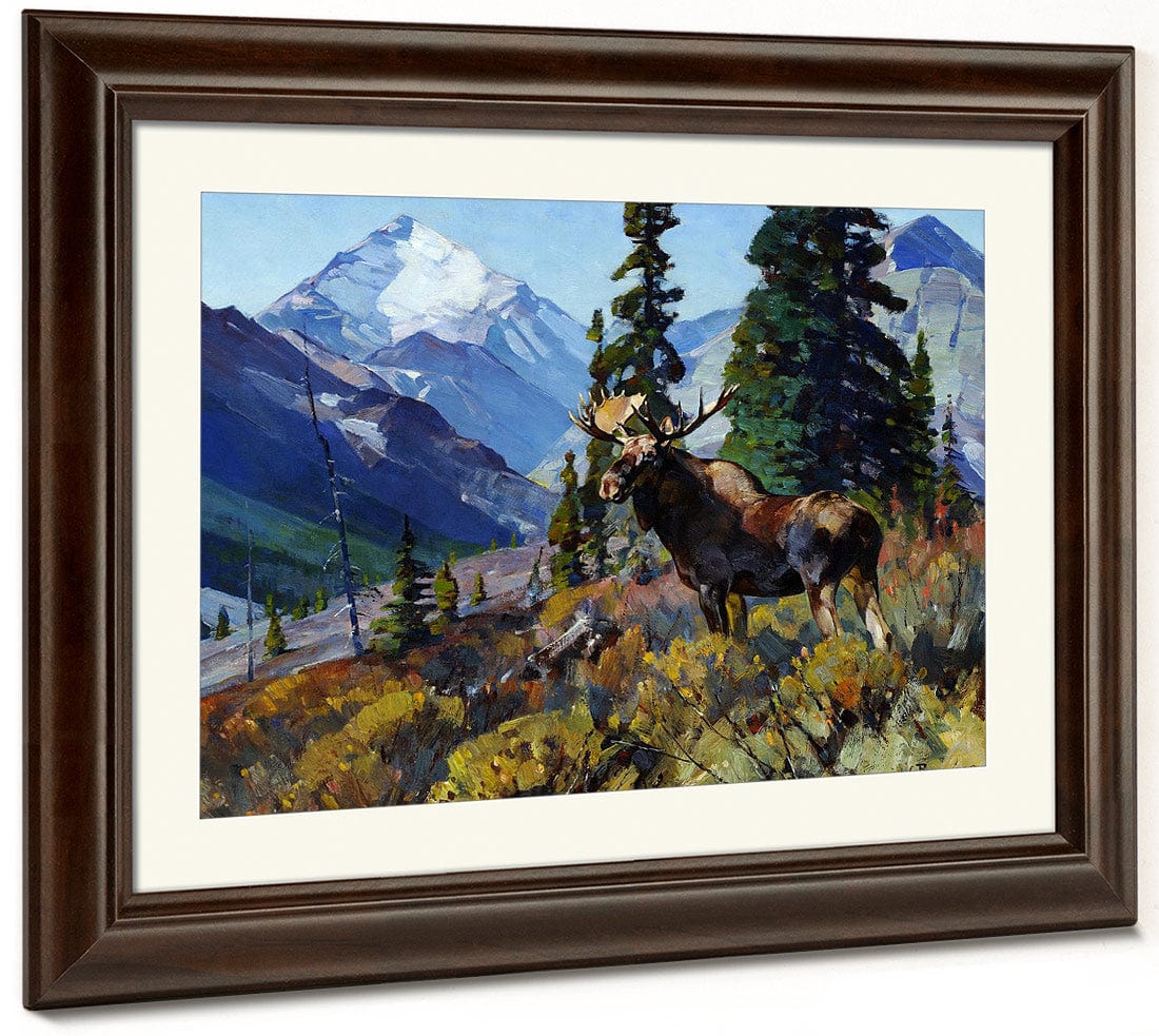 Moose On The Head Of Ram River By Carl Rungius Fine Art Print