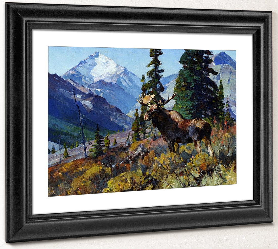 Moose On The Head Of Ram River By Carl Rungius Fine Art Print