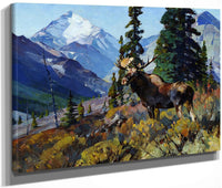 Moose On The Head Of Ram River By Carl Rungius Fine Art Print