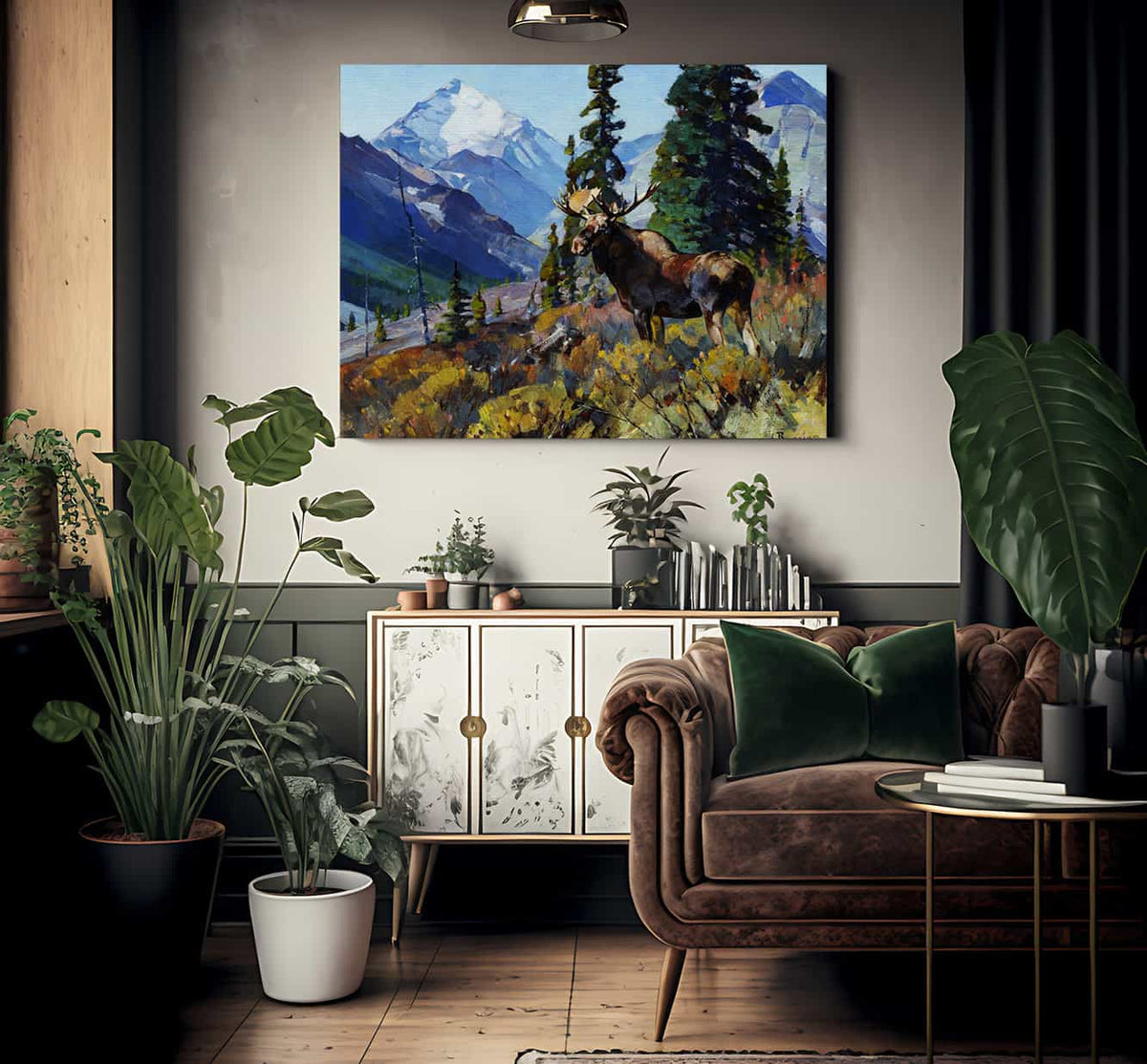 Moose On The Head Of Ram River By Carl Rungius Fine Art Print