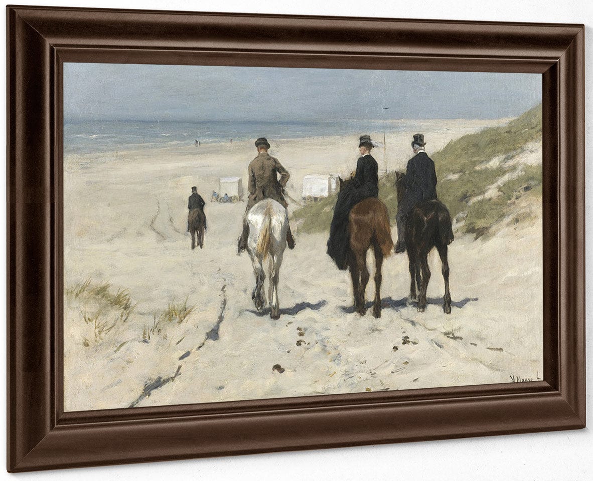 Morning Ride On The Beach By Anton Mauve Fine Art Print