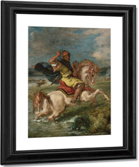 Moroccan Horseman Crossing A Ford By Ferdinand Victor Eugene Delacroix Fine Art Print