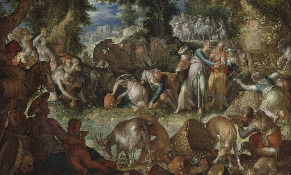 Moses Striking The Rock By Joachim Wtewael Fine Art Print