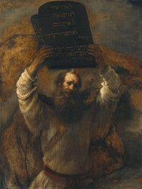 Moses With The Ten Commandments By Rembrandt Fine Art Print