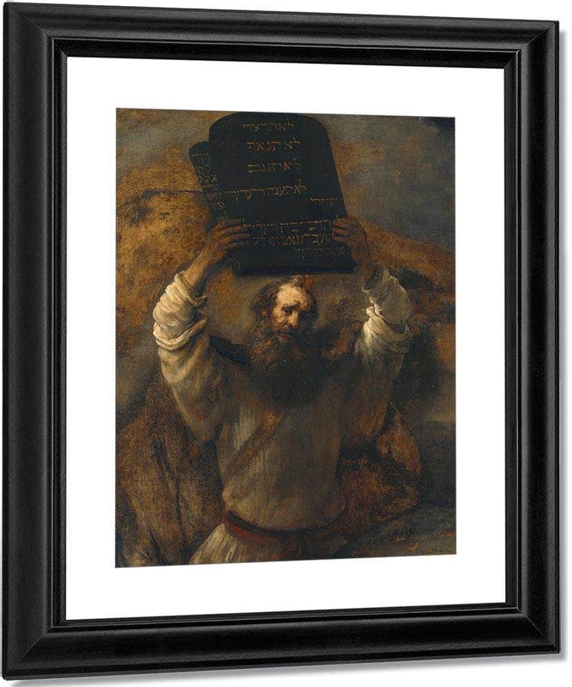 Moses With The Ten Commandments By Rembrandt Fine Art Print