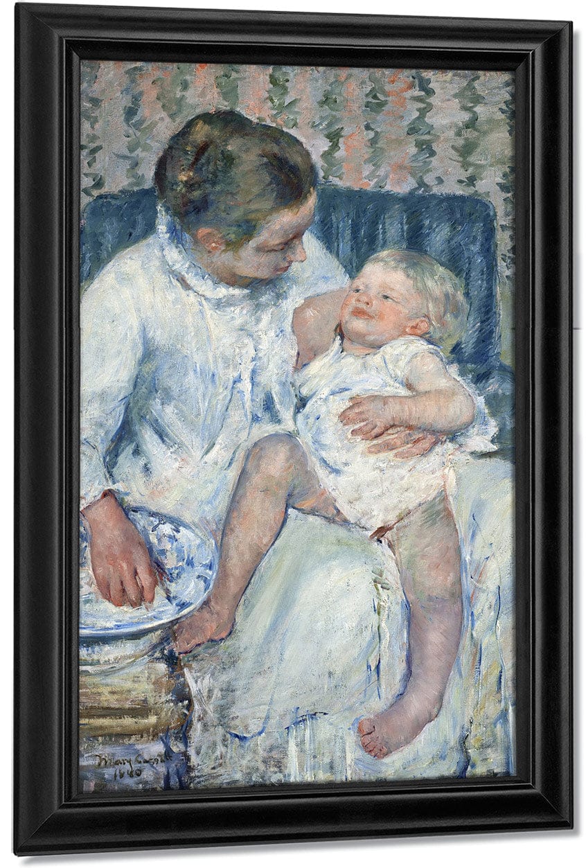 Mother About To Wash Her Sleepy Child By Mary Cassatt Fine Art Print