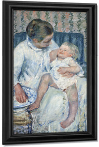 Mother About To Wash Her Sleepy Child By Mary Cassatt Fine Art Print