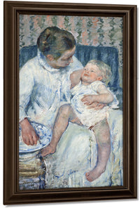 Mother About To Wash Her Sleepy Child By Mary Cassatt Fine Art Print
