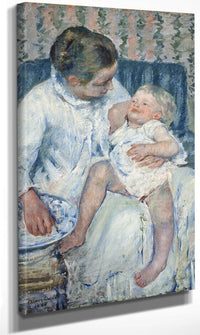 Mother About To Wash Her Sleepy Child By Mary Cassatt Fine Art Print