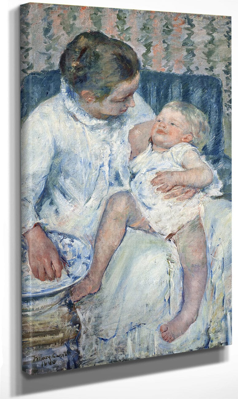Mother About To Wash Her Sleepy Child By Mary Cassatt Fine Art Print
