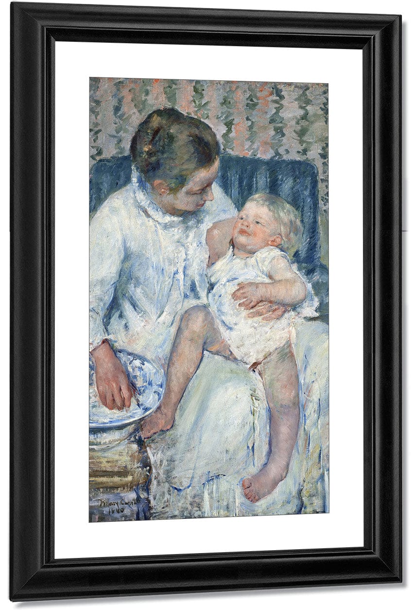 Mother About To Wash Her Sleepy Child By Mary Cassatt Fine Art Print