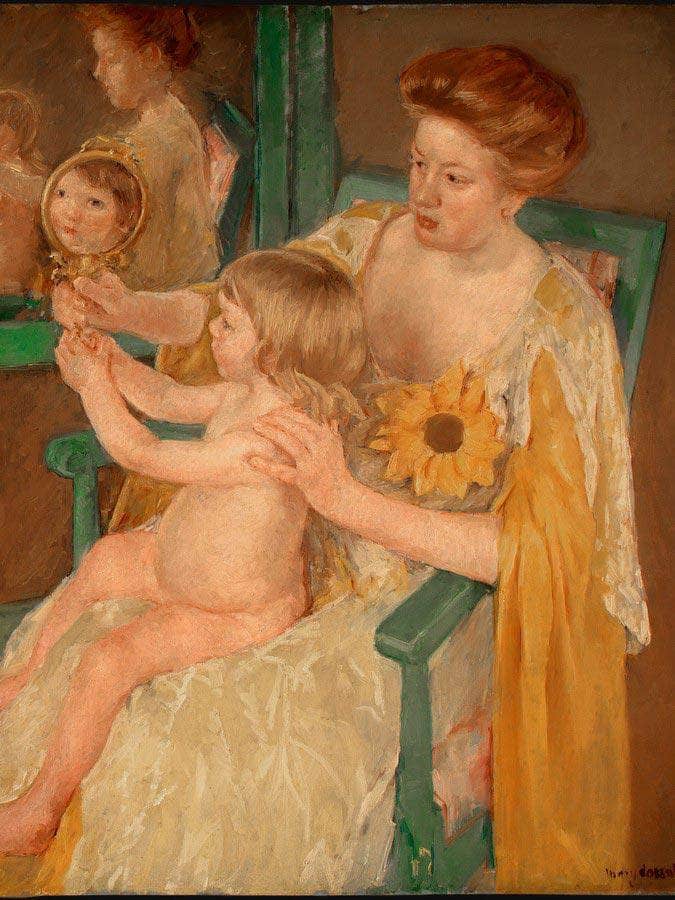 Mother And Child By Cassatt Mary Fine Art Print
