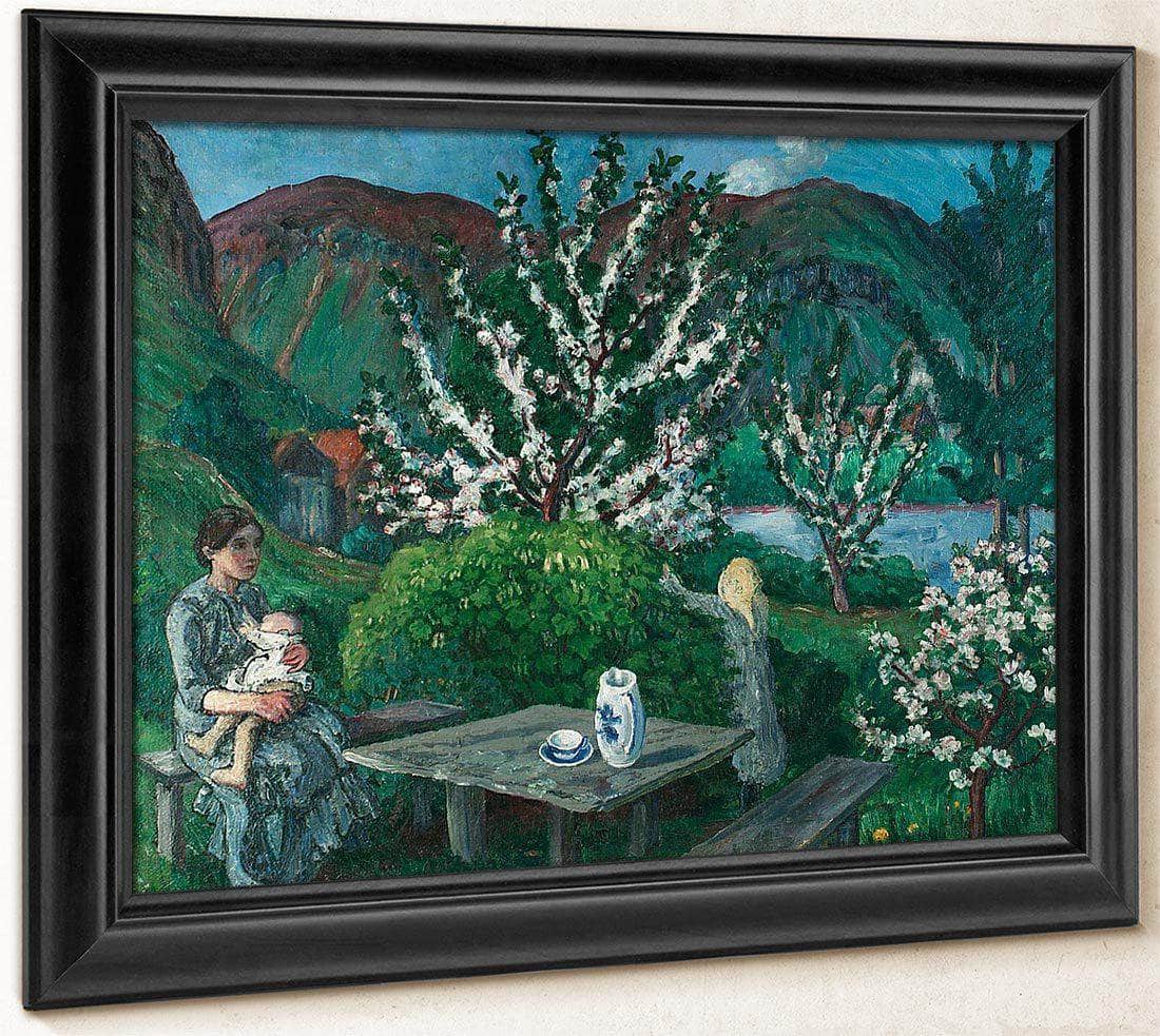 Mother And Child(Ren) By The Garden Table By Nicolai Astrup Fine Art Print