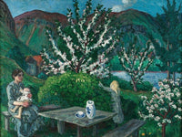 Mother And Child(Ren) By The Garden Table By Nicolai Astrup Fine Art Print