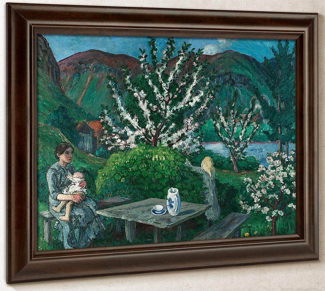Mother And Child(Ren) By The Garden Table By Nicolai Astrup Fine Art Print