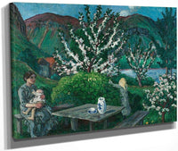 Mother And Child(Ren) By The Garden Table By Nicolai Astrup Fine Art Print