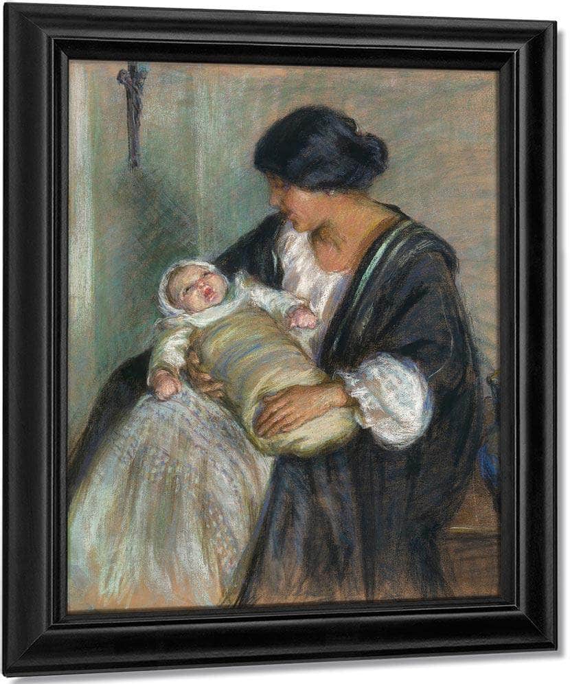 Mother And Crying Baby By Alice Pike Barney Fine Art Print