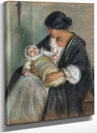 Mother And Crying Baby By Alice Pike Barney Fine Art Print