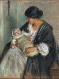 Mother And Crying Baby By Alice Pike Barney Fine Art Print