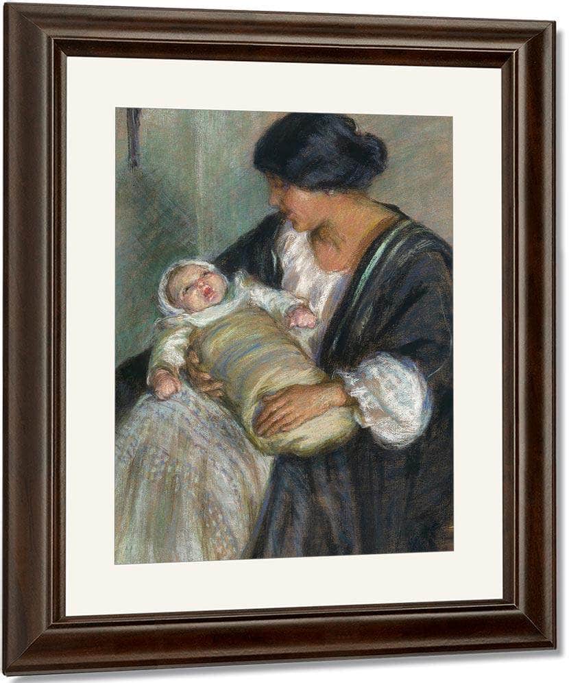 Mother And Crying Baby By Alice Pike Barney Fine Art Print
