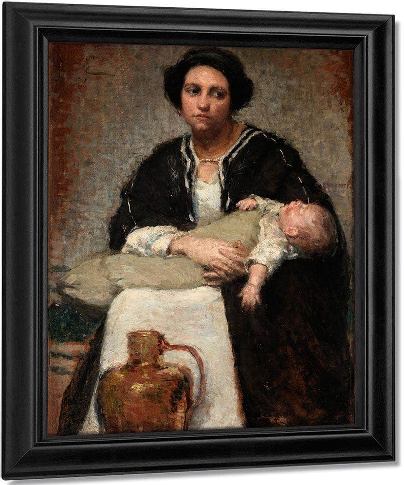 Mother And Sleeping Baby By Alice Pike Barney Fine Art Print