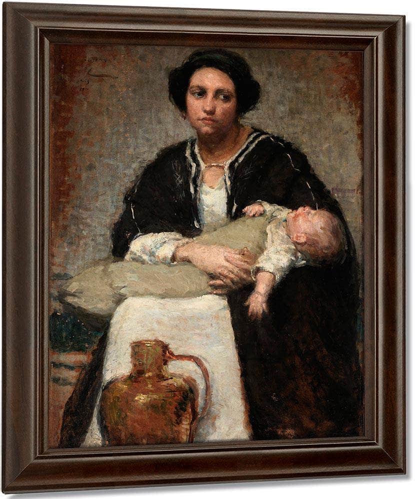 Mother And Sleeping Baby By Alice Pike Barney Fine Art Print