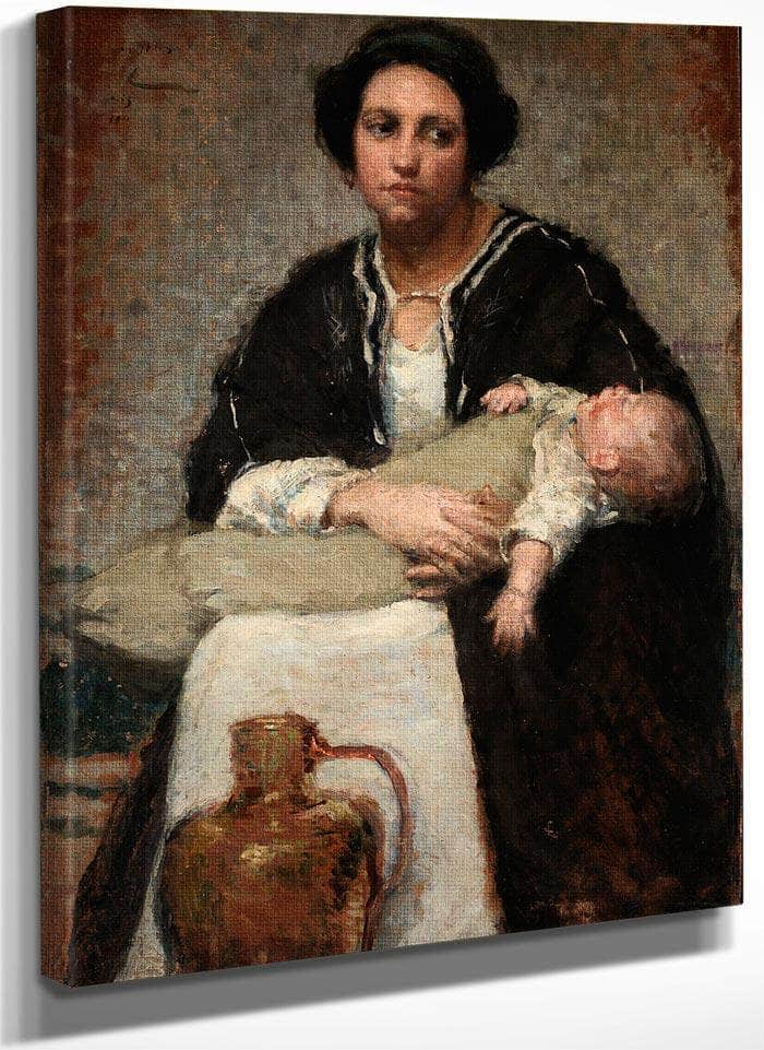 Mother And Sleeping Baby By Alice Pike Barney Fine Art Print
