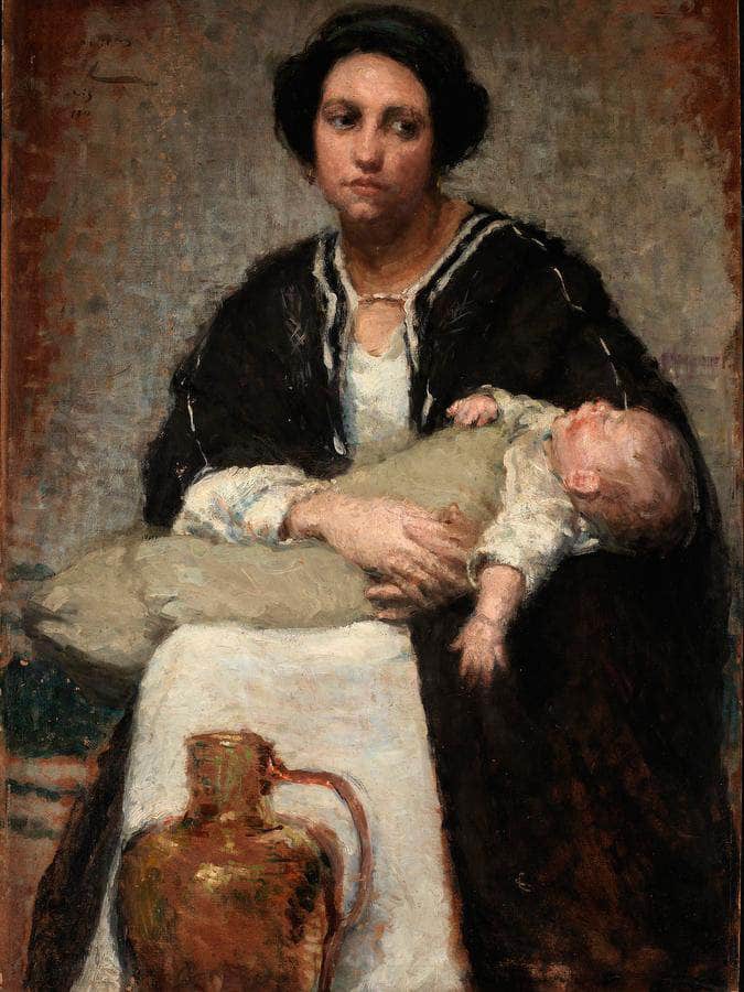 Mother And Sleeping Baby By Alice Pike Barney Fine Art Print