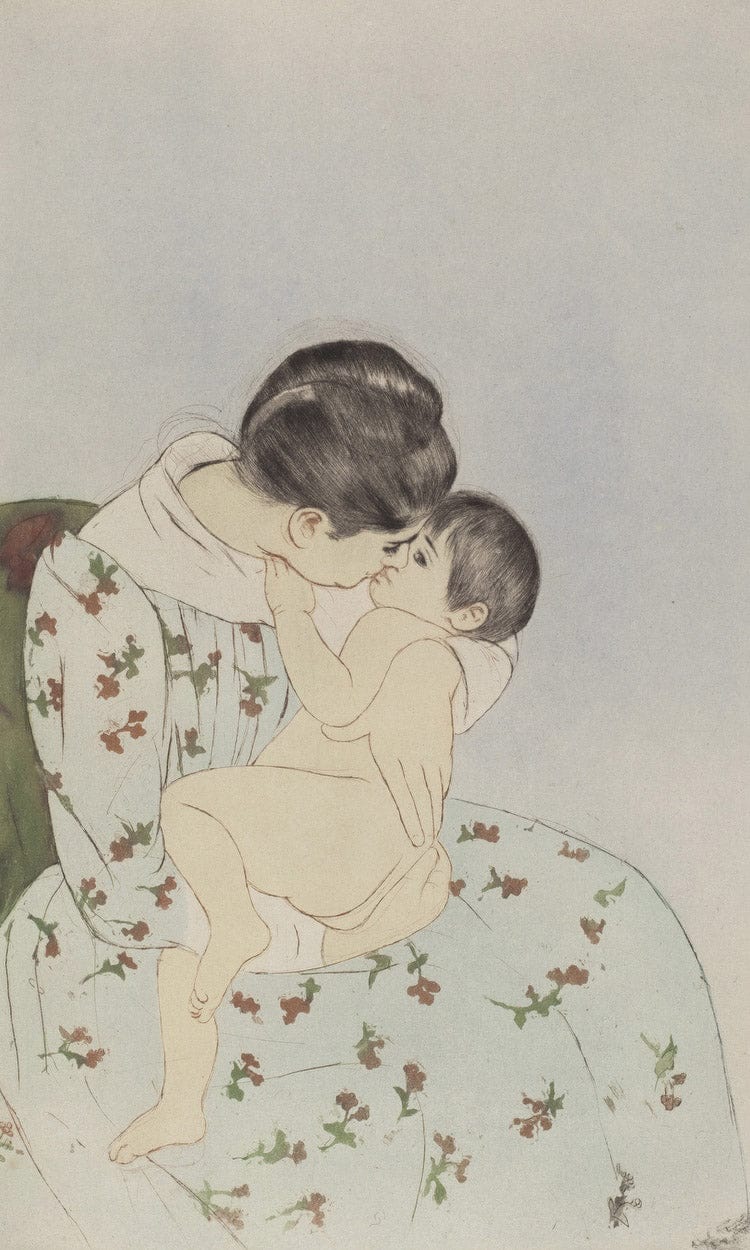Mother's Kiss By Mary Cassatt Fine Art Print