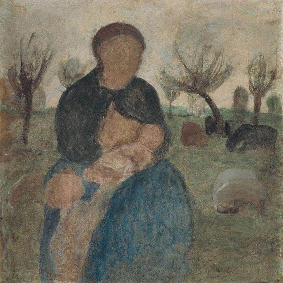Mother With Baby At Her Breast And Child In Landscape By Paula Modersohn Becker Fine Art Print