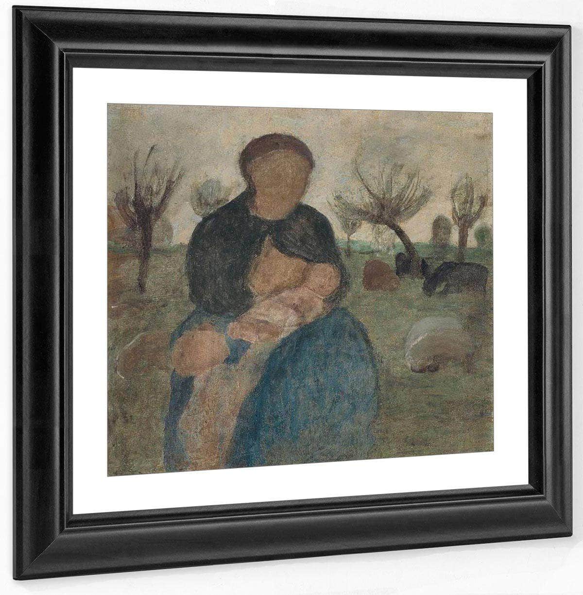 Mother With Baby At Her Breast And Child In Landscape By Paula Modersohn Becker Fine Art Print