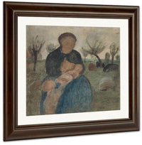 Mother With Baby At Her Breast And Child In Landscape By Paula Modersohn Becker Fine Art Print