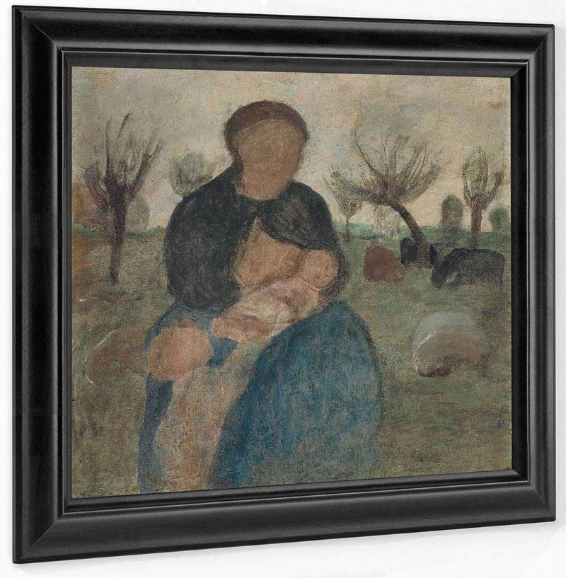 Mother With Baby At Her Breast And Child In Landscape By Paula Modersohn Becker Fine Art Print