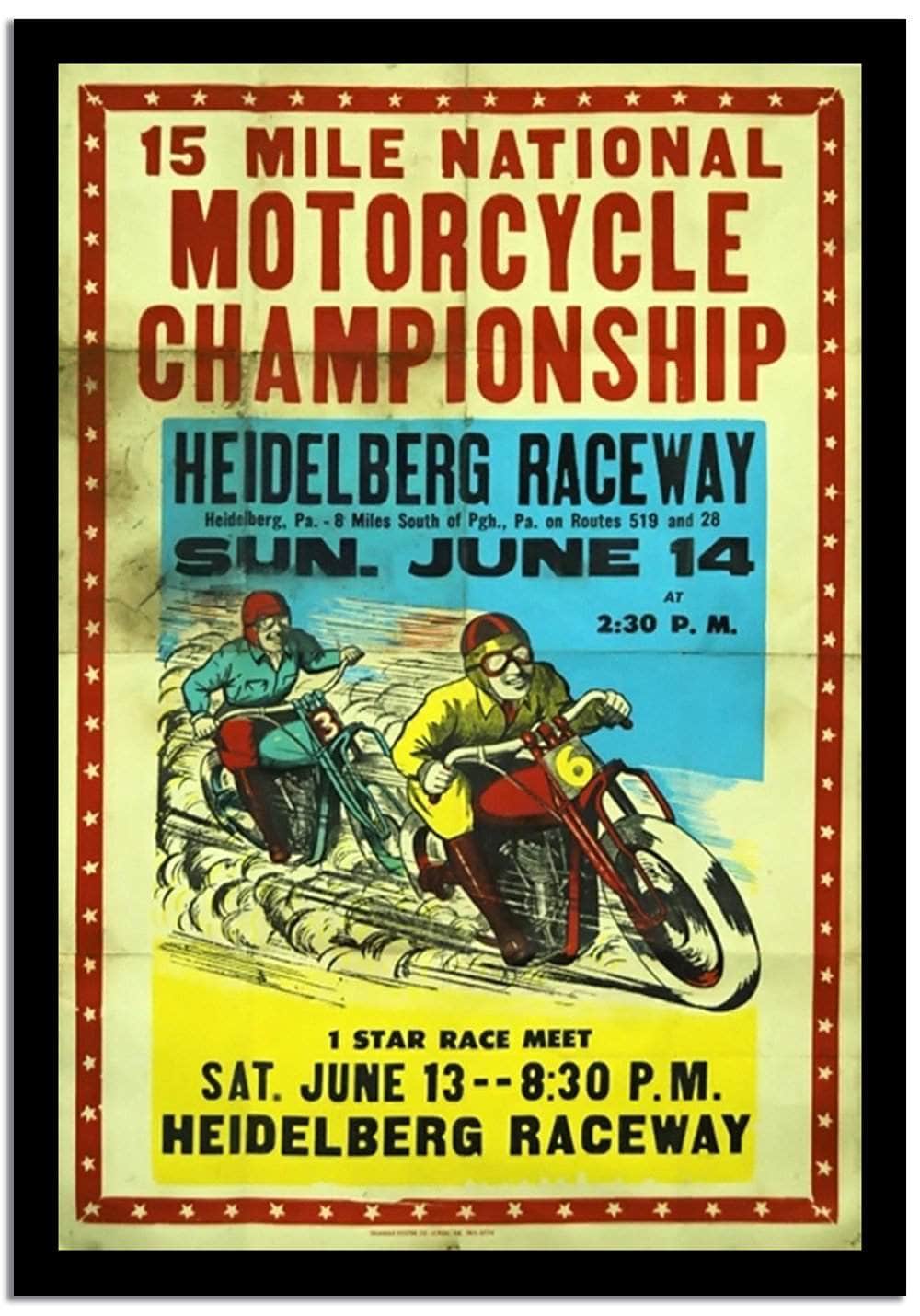 Motorcycle Championship  Vintage Poster Fine Art Print