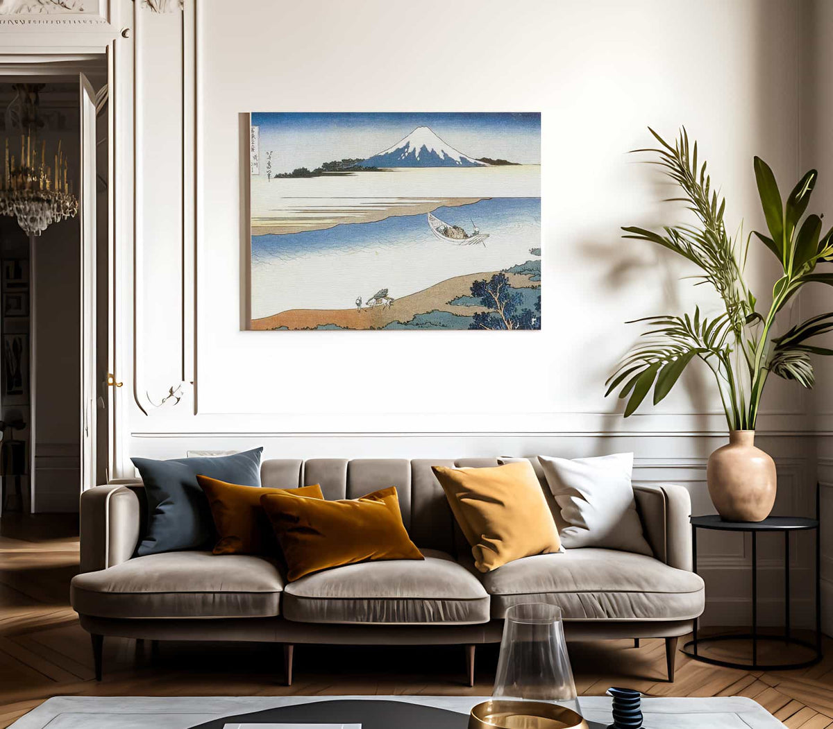 Mount Fuji Seen Above Mist On The Tama River By Hokusai Fine Art Print