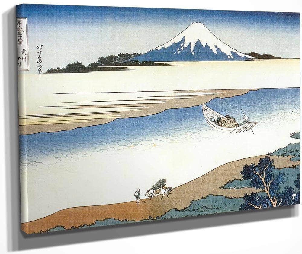 Mount Fuji Seen Above Mist On The Tama River By Hokusai Fine Art Print