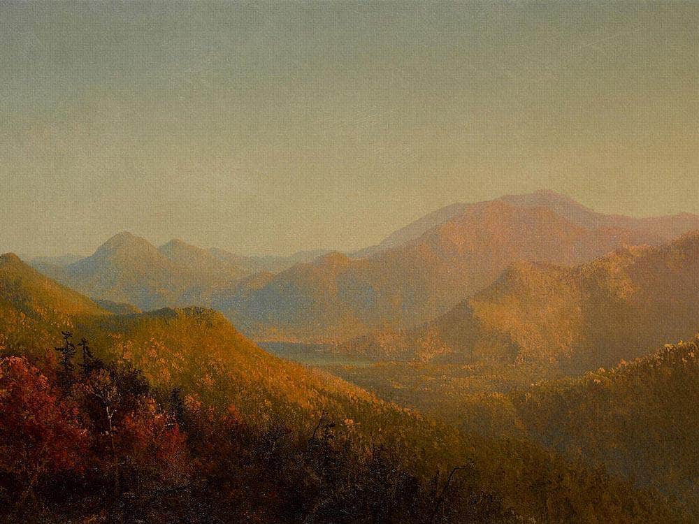 Mountains And Lake In Autumn By Circle Of By Sanford Robinson Gifford Fine Art Print