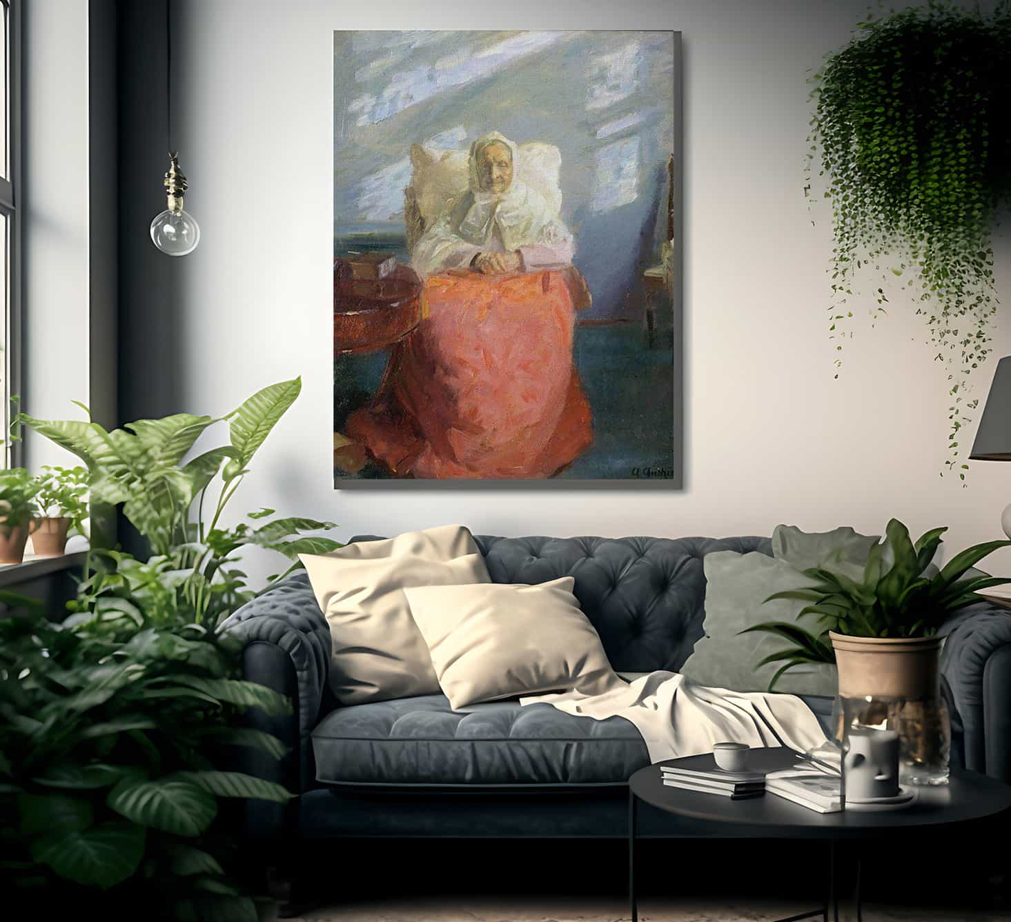 Mrs Ane Brondum In The Blue Room 1913 By Anna Ancher Fine Art Print