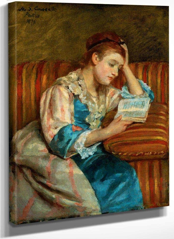 Mrs Duffee Seated On A Striped Sofa Reading By Cassatt Mary Fine Art Print