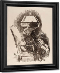Mrs. Hassam, Knitting By Childe Hassam Fine Art Print