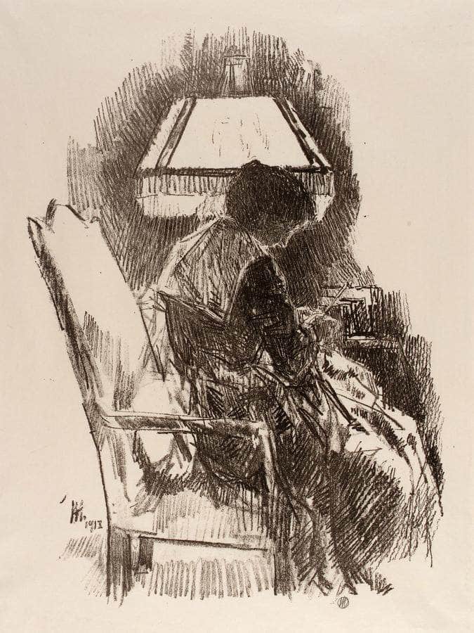 Mrs. Hassam, Knitting By Childe Hassam Fine Art Print